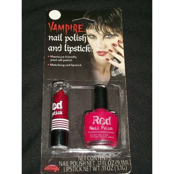 Halloween Vampire Nail Polish Lipstick Red Costume Makeup Theater Stage - Picture 2 of 3